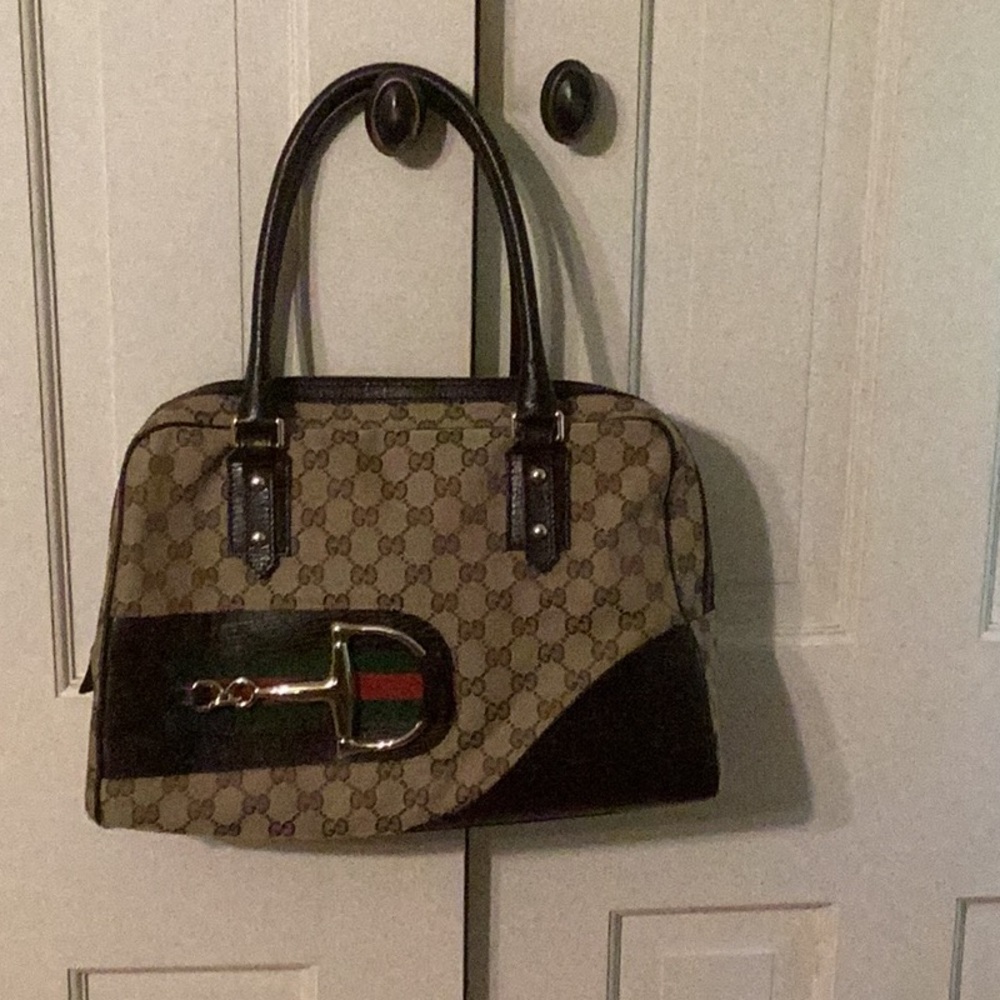 Gucci Beige and Black Monogram Tote